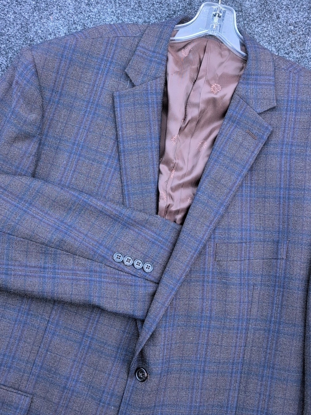 Ralph Lauren Black Label Blazer Mens 50 Gray Blue Check Wool Sport Coat Jacket